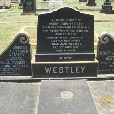 WESTLEY Henry John -1940 &amp; Sarah Jane -1950