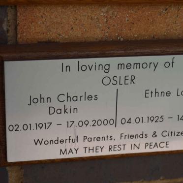 OSLER John Charles Dakin 1917-2000 &amp; Ethne Love 1925-2014