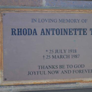 TOMS Rhoda Antoinette 1918-1987
