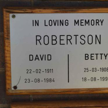 ROBERTSON David 1911-1984 &amp; Betty 1908-1999