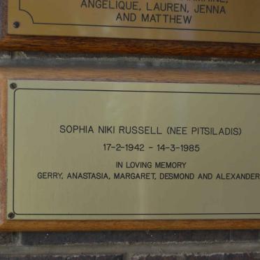 RUSSELL Sophia Niki nee PITSILADIS 1942-1985