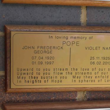 POPE John Frederick George 1920-1997 &amp; Violet Nancy 1925-2013