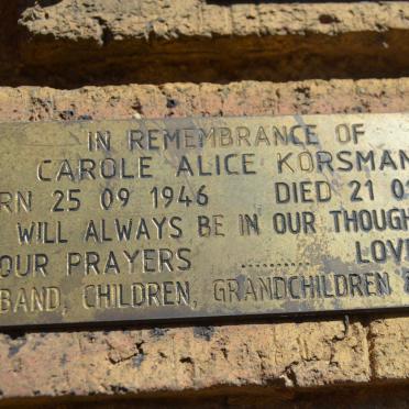 KORSMAN Carole Alice 1946-2002