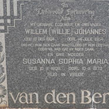 BERG Willem Johannes, van den 1904-1954 &amp; Susanna Sophia Maria 1908-1973