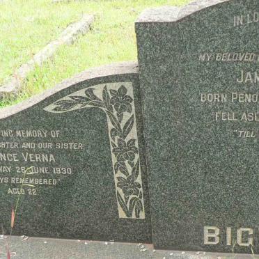 BIGWOOD James Edwin 1874-1950 :: BIGWOOD Florence Verna -1930