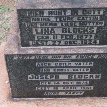 BLOCKS Joseph 1874-1951 &amp; Lina 1877-1924