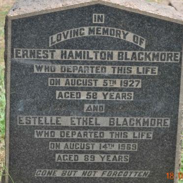 BLACKMORE Ernest Hamilton -1927 &amp; Estelle Ethel -1969