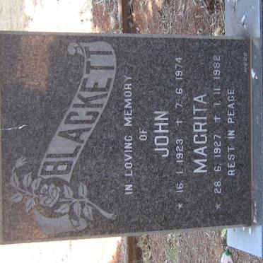 BLACKETT John 1923-1974 &amp; Magrita 1927-1982