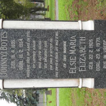 BOTES Jan Hendrik S. 1895-1954 &amp; Elsie Maria Elizabeth 1905-1973