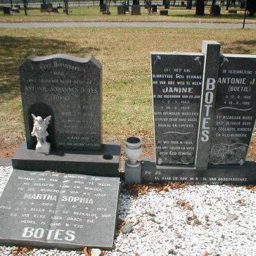 BOTES Antonie J.J. 1928-1988 &amp; Martha Sophia 1928-1972 :: Antonie Johannes 1957-1959 :: BOTES Janine 1964-1984