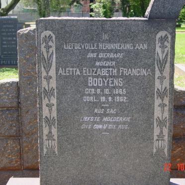 BOOYENS Daniel Johannes Andries 1861-1952 &amp;  Aletta Elizabeth Francina 1865-1962