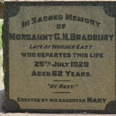 BRADBURY Mordaunt C.H. -1929