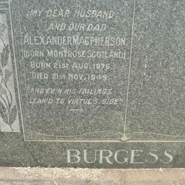 BURGESS Alexander Macpherson 1876-1949