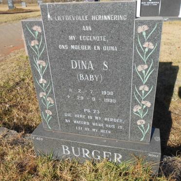 BURGER Dina S. 1938-1999