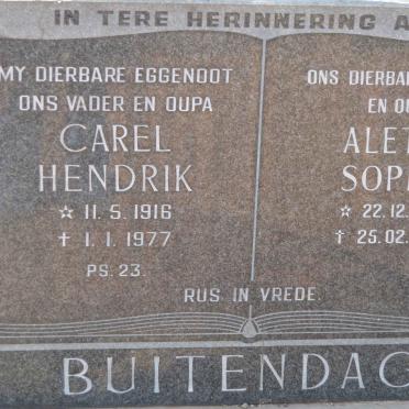 BUITENDAG Carel Hendrik 1916-1977 &amp; Aletta Sophia 1920-2005
