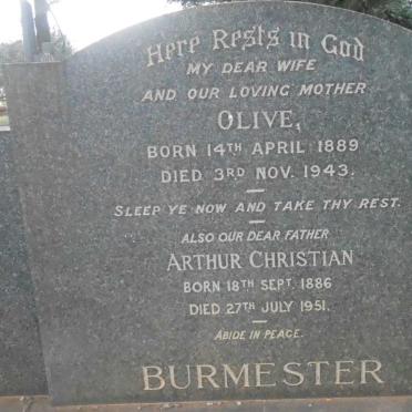 BURMESTER Arthur Christian 1886-1951 &amp; Olive 1889-1943