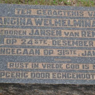 BURGER Francina Welhelmina nee JANSEN VAN RENSBURG 1899-1925