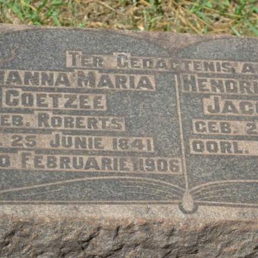 COETZEE Hendrik Johannes Jacob 1841-1930 &amp; Johanna Maria ROBERTS 1841-1906