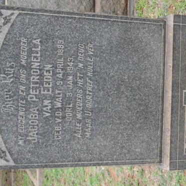 EEDEN Jacoba Petronella, van nee V.D.WALT 1889-1943 :: VAN EEDEN Johanna 1927-1943