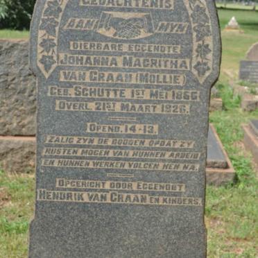 GRAAN Johanna Magritha, van nee SCHUTTE 1866-1926