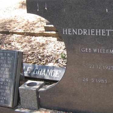 GRANGE Hendriehettha, le nee Willemse 1925-1985