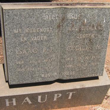 HAUPT Isaac P. J. 1921-1973 :: HAUPT Cecilia M. 1970-1986