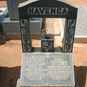 HAVENGA Simon L.R. 1893-1961 &amp; Emmerentia Jacoba 1888-1953
