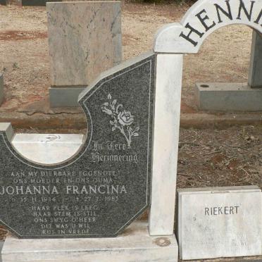 HENNING Johanna Francina 1934-1985 :: HENNING Riekert 1983-1985