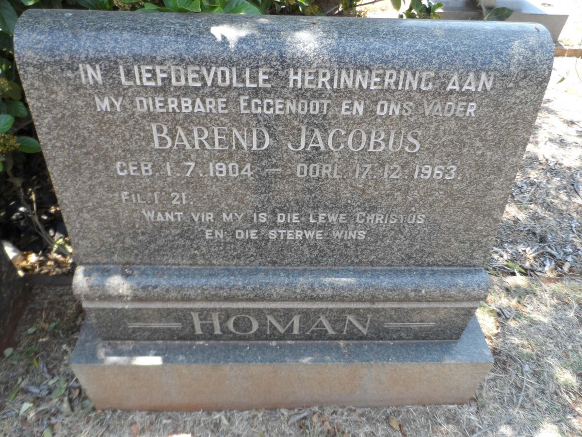 HOMAN Barend Jacobus 1904-1963