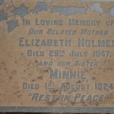 HOLMES Elizabeth -1947 :: HOLMES Minnie -1924