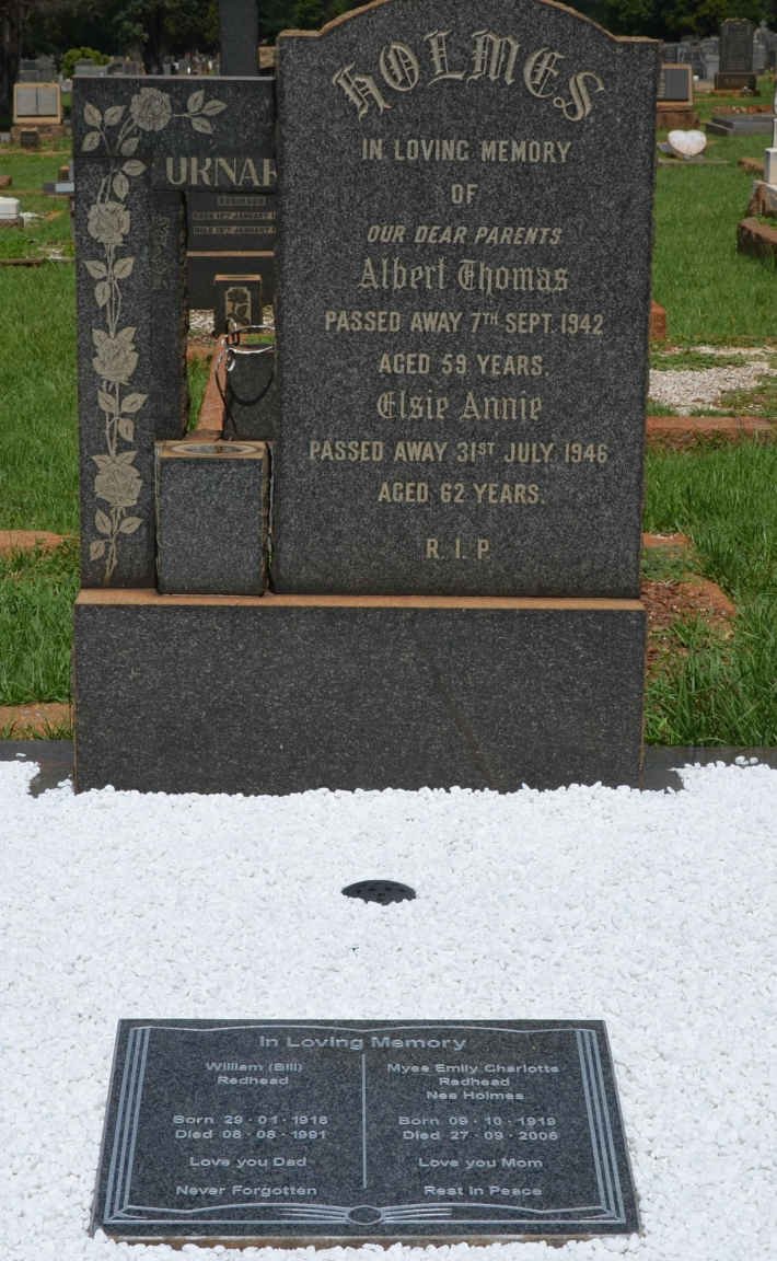 HOLMES Albert Thomas -1942 &amp; Elsie Annie -1946 :: REDHEAD William 1918-1991 &amp; Myee Emily Charlotte HOLMES 1919-2006