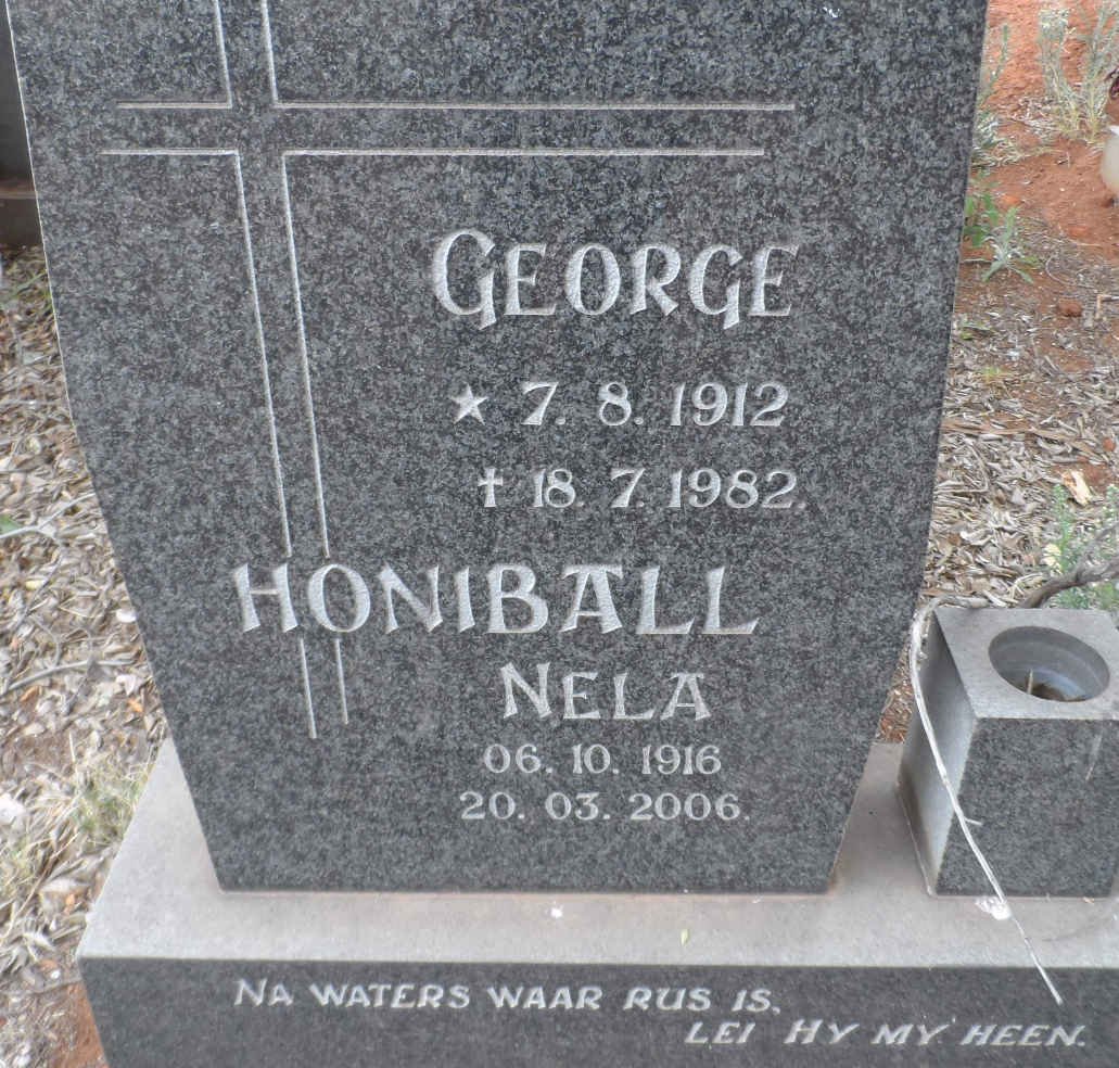 HONIBALL George 1912-1982 &amp; Nela 1916-2006