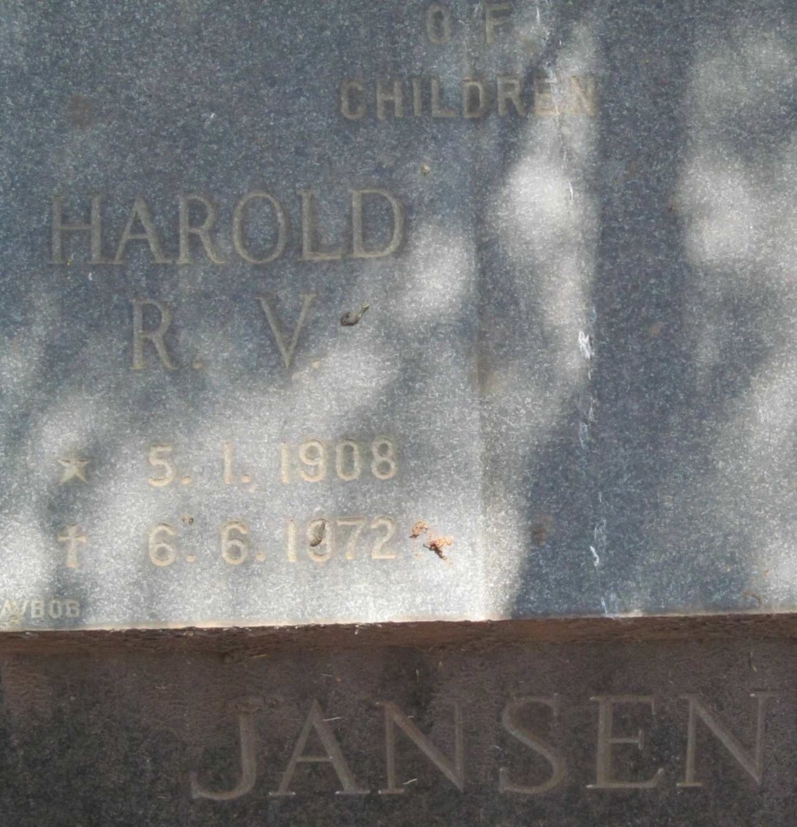 JANSEN Harold R.V. 1908-1972