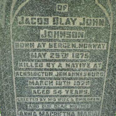 JOHNSON Jacob Olay John 1875-1929 &amp; Anna Magrietha Maria 1897-1960