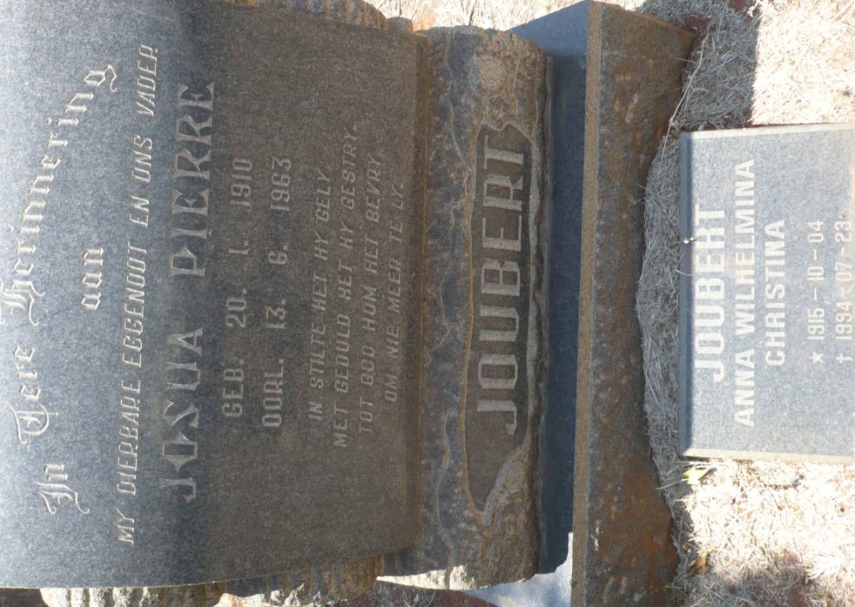 JOUBERT Josua Pierre 1910-1963 &amp; Anna Wilhelmina Christina 1915-1994