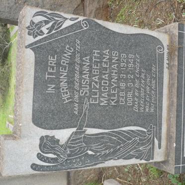KLEYNHANS Susanna Elizabeth Magdalena 1929-1949