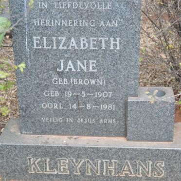 KLEYNHANS Elizabeth Jane nee BROWN 1907-1981