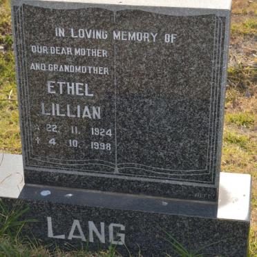 LANG Ethel Lillian 1924-1998