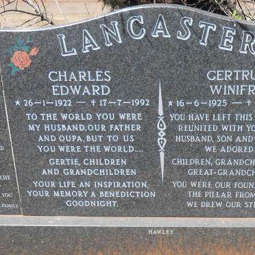 LANCASTER Charles Edward 1922-1992 &amp; Gertrude Winifred 1925-2005 LANCASTER Charlie 1965-1999 :: LANCASTER Douglas 1985-1999