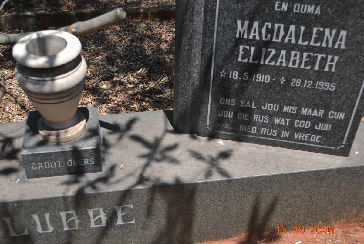 LUBBE Magdalena Elizabeth 1910-1995