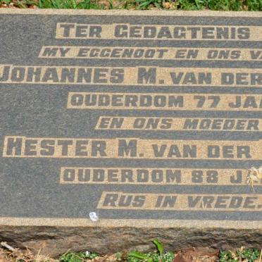 MERWE Johannes M., van der &amp; Hester M.
