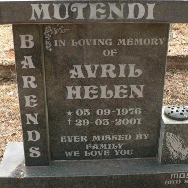 MUTENDI Barends Avril Helen 1976-2001