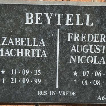 BEYTELL Frederick Augustus Nicolaas 1931-2001 &amp; Izabella Machrita 1935-1999