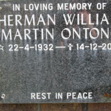 ONTONG Herman William Martin 1932-2009