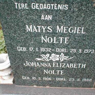 NOLTE Johanna Elizabeth 1906-1988 :: NOLTE Matys Megiel 1932-1973[color=#FFFFFF]