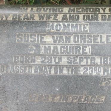 ONSELEN Susie, van nee MAGUIRE 1896-1935
