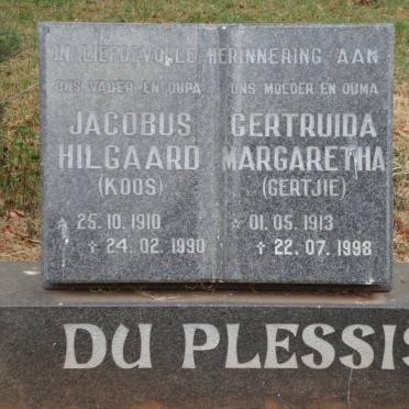 PLESSIS Jacobus Hilgaard, du 1910-1990 &amp; Gertruida Margaretha 1913-1998