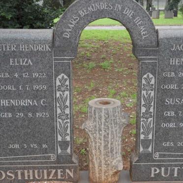 PUTTER Jacobus Hendrik 1877-1957 &amp; Susara M. 1882-1977 :: OOSTHUIZEN Pieter Hendrik Eliza 1922-1959 &amp; Hendrina C. 1925-