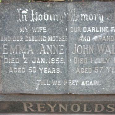 REYNOLDS John Walter -1962 &amp; Emma Anne -1959