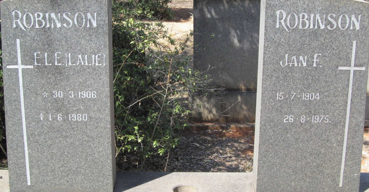 ROBINSON Jan F. 1904-1975 &amp; E.L.E. 1906-1980